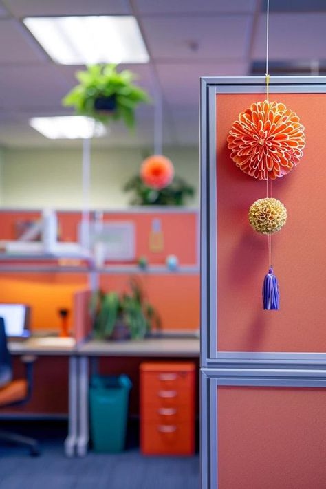 How To Hang Things On Cubicle Walls Without Damage Cubicle Gallery Wall, Decorate My Cubicle At Work, Cubicle Essentials, Cubicles Ideas Office, Cubicle Design Ideas, Diy Cubicle Shelf, Office Cubicle Ideas, Cubicle Wall Decor Ideas, Cubicle Wall Fabric