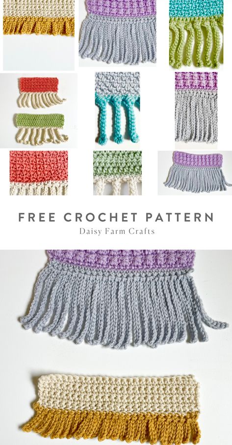 Crochet Fringe Ideas for Scarves Crocheted Fringe Edging, Crochet Fringe Borders For Blankets, Scarf Edges Crochet, Add Fringe To Crochet Scarf, How To Add Fringe To Crochet Blanket, Crochet Edging For Scarf, Crochet Scarf Fringe, Scarf Edging Crochet, Crochet Scarf Fringe Ideas