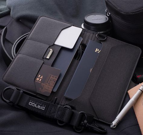 This Handsome Travel Wallet Keeps You Organized On the Move Tactical Wallet, Unique Pens, Travel Wallet, Travel Items, Travel Wallets, Design Case, Everyday Carry, Apple Products, Things To Buy