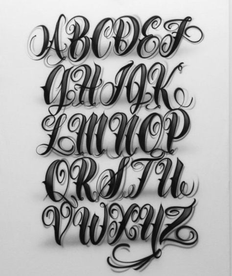 Letters For Tattoos Fonts, Victorian Typography Lettering, Tattoo Lettering Fonts Old School, Chicano Tattoo Font Alphabet, Alphabet Tattoo Design Lettering Styles, Graffiti Lettering Alphabet Fonts Style, Chicano Font Alphabet, Chicano Handwriting, Tattoo Lettering Styles Alphabet