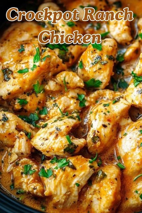 Crockpot Ranch Chicken - Delicious Recipes - Easy Cooking Ideas and Tasty Dishes Slow Cooker Chicken With Ranch Packet, Crockpot Plain Chicken Recipes, Delicious Crockpot Chicken, Ranch Style Chicken, Slow Cooker Everything Chicken, Crockpot Meals With Chicken Tenderloins, Crockpot Chicken Prep, Zesty Chicken Crock Pot, Easy Healthy Chicken Recipes Crock Pots