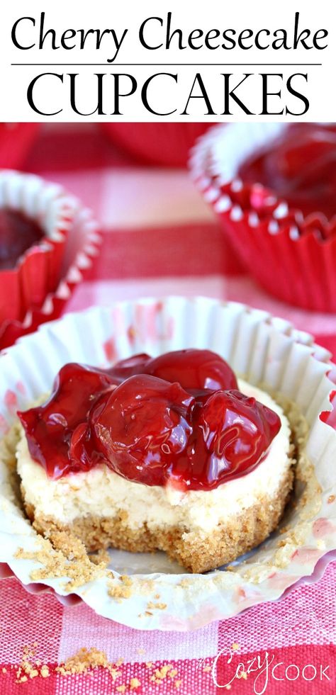 Cherry Cheesecake Cupcakes, Easy Cherry Cheesecake, Cherry Cheesecake Bites, Cheesecake Cupcake, Cheesecake Cupcakes Recipe, Mini Cherry Cheesecakes, Cheese Cupcake, Cherry Cheesecake Recipe, Cheesecake Muffins