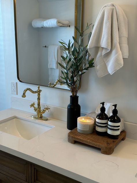 Reverence Duet curated on LTK Model Home Bathroom Staging, Southern Style Bathroom, Orchid In Bathroom Ideas, Main Bathroom Decor, Clean Girl Bathroom Ideas, Two Sink Bathroom Ideas Decor, Dual Sink Bathroom Decor, Aesthetic Bathroom Decor Ideas, Long Bathroom Counter