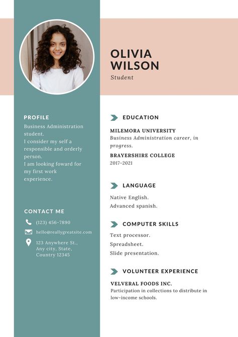 Customize 11,353+ Resumes Templates Online - Canva Cv For Students, Cv Design Professional, Free Resume Template Download, Basic Resume, Student Resume Template, Cv Template Word, Cv Template Professional, Simple Resume Template, Student Resume