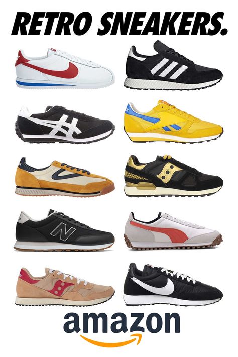 The Top 10 Best Retro Running Style Sneakers on Amazon.com - 2021 List by The Deffest Retro Runners Sneakers, Retro Sneakers Mens, Men’s Trendy Sneakers 2024, Vintage Sneakers Retro, Nike Vintage Sneakers, Amazon Sneakers, Kpop Challenge, 90s Sneakers, Guys Fashion Casual