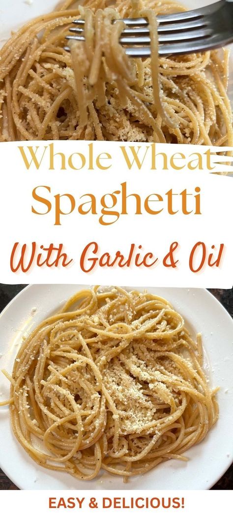 Express your love for delicious meals with our 15-Minute Whole Wheat Spaghetti: Garlic Love Express! This quick and easy recipe brings together the heartiness of whole wheat pasta, the aromatic allure of garlic, and the savory notes of Parmesan cheese. In just 15 minutes, you can create a dish that's not only quick but also filled with love and flavor. Learn the secrets to turning your kitchen into an express of garlic-infused joy. #GarlicLove #15MinuteExpress #WholeWheatSpaghettiJoy Recipes With Whole Wheat Pasta, Easy Meals To Lower Cholesterol Recipes, Whole Wheat Spaghetti Recipe, Whole Wheat Pasta Dishes, Daniel Fast Spaghetti, Wheat Spaghetti Recipes, Whole Wheat Pasta Recipe Healthy, Whole Wheat Noodles Recipe, Wheat Noodle Recipes