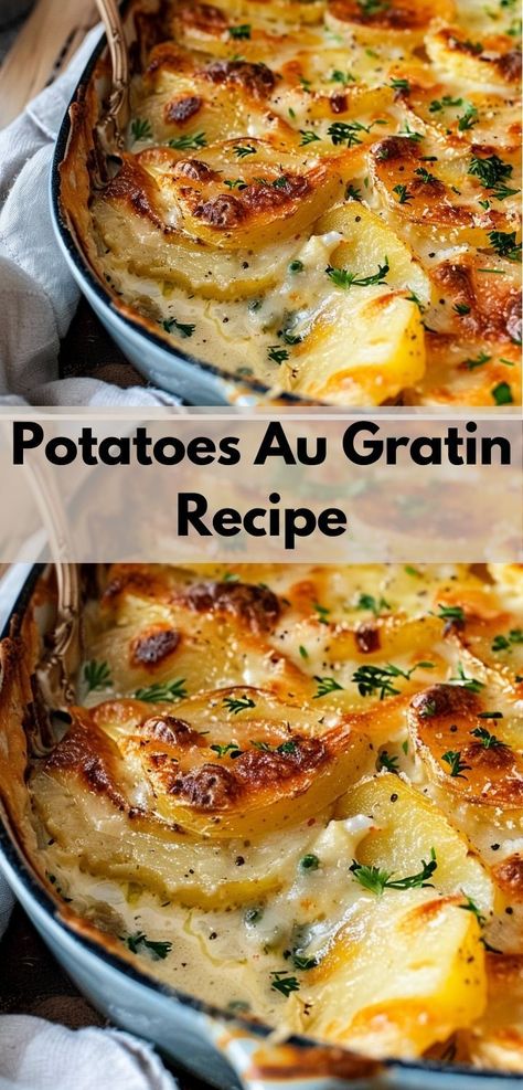 Looking for easy dinner recipes? Try our Potatoes Au Gratin Recipe. It’s a fantastic addition to your potato recipes and ideal for side dishes and family dinners. Cheesy Au Gratin Potatoes, Potatoes Au Gratin Recipe, Southern Foods, Cheesy Scalloped Potatoes, Au Gratin Potatoes, Au Gratin Potato Recipes, Potatoes Baked, Gratin Potatoes, Au Gratin Recipes