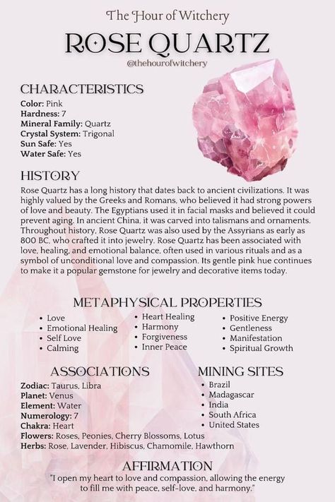 Energy Stones Crystal Healing, Crystals Rose Quartz, Rose Quartz Meaning, Rose Quartz Properties, Crystal Healing Chart, Raw Crystal Ring, Magic Stones, Crystals Healing Properties, Spiritual Crystals