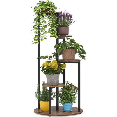 4-Tier Plant Stand Indoor, Tall Wood Plant Shelf Holders, Set of One - 19.68”L* 19.68”W* 40.94”H - Bed Bath & Beyond - 35541794 Corner Plant Shelf, Tiered Plant Stand Indoor, Vintage Plants, Tattoo Plant, Corner Plant, Tall Plant Stands, Support Pour Plante, Support Plante, Metal Plant Stand