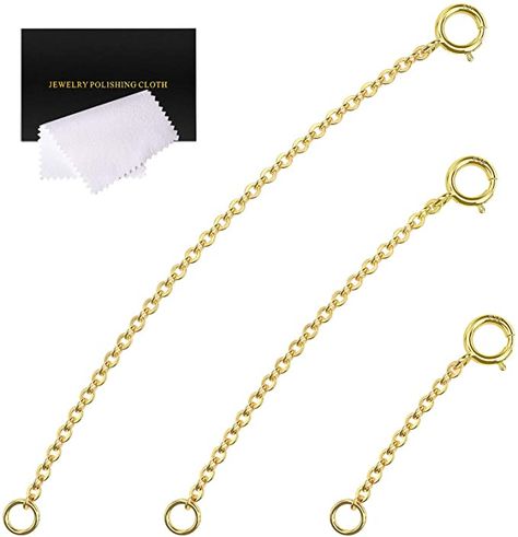 Amazon.com: Gold Necklace Extenders 14k Gold Plated Extender Chain 925 Sterling Silver Extension Bracelet Extender Gold Chain Extenders for Necklaces 3 Pcs (1 2 3 Inch)(Gold) : Clothing, Shoes & Jewelry Gold Clothing, Bracelet Extender, Necklace Extender, Chain Extenders, Amazon Art, Sewing Stores, Gold Chain, Gold Chains, 1 2 3