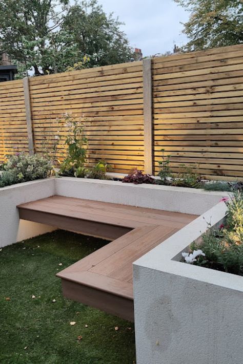 A collection of decking bench inspiration for some of our favourite projects Built In Deck Bench Seating, Fire Pit Bench Seating, Decking Bench, Deck Bench Seating, Built In Garden Seating, Fire Pit Bench, Open Deck, Decking Ideas, Decking Boards