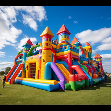 Inflatable Bouncy House, Giant Bounce House, Bouncy House Water Slides, Play Grounds For Kids, Bouncy House Aesthetic, Bouncing House, Giant Slip And Slide, Big Bounce House, Kids Bouncy Castle