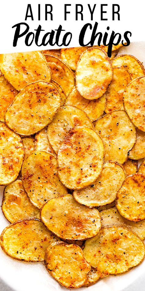 Air Fryer Chips, Air Fryer Potato Chips, Homemade Potato Chips, Air Fryer Potato, Potato Chip Recipes, Homemade Chips, Air Fried Food, Pizza Sandwich, Air Fryer Oven Recipes