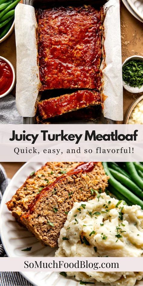 This truly is the best and juiciest Turkey Meatloaf recipe! The turkey is tender and so flavorful and topped with a smoky ketchup glaze. Best Turkey Meatloaf, Juiciest Turkey, Easy Turkey Meatloaf, Ground Turkey Meatloaf, Turkey Meatloaf Recipe, Turkey Meatloaf Recipes, The Best Turkey, Good Meatloaf Recipe, Turkey Meatloaf