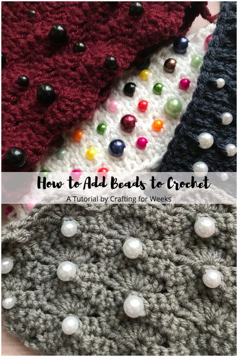 How to Add Beads to Crochet (without pre-stringing) - Crafting for Weeks Adding Stitches In Crochet, Crocheting With Beads Tutorial, Knitting With Beads Patterns, Crochet Without Needles, Add Beads To Crochet, How To Bead Crochet, Bead Crochet Jewelry, Beads In Crochet, How To Sew On Beads