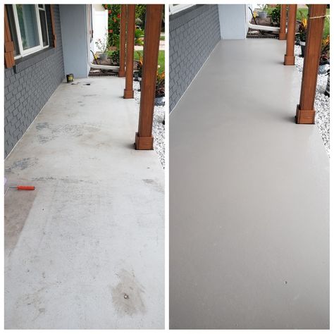 Painted Concrete Patio, Painted Porch, Paint Concrete Patio, Floor Concrete, Concrete Patio Makeover, Porch Paint, Painted Concrete, Cement Patio, Painted Concrete Floors