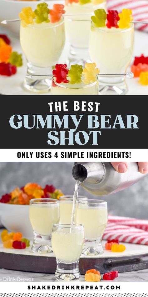 $300 Candy Recipe, Camper Crawl Drinks, Camp Drinks Alcohol, Shotcuterie Party, Gummy Bear Shots, Fruity Shots, Holiday Shots, Tailgate Drinks, Shot Party