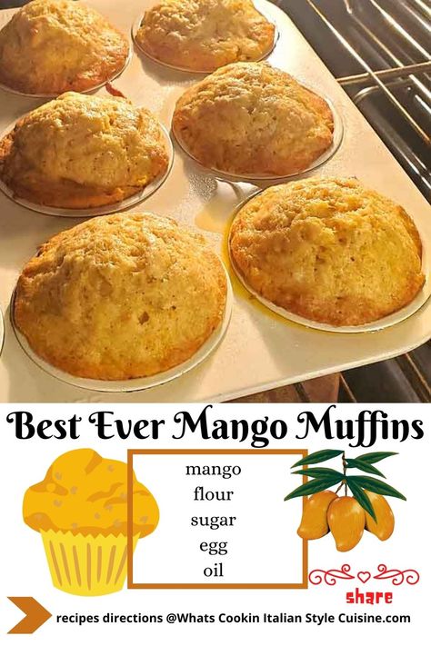 Best Ever Mango Muffin Recipe Mango Oatmeal Muffins, Peach Mango Muffins, What To Make With Frozen Mango, Diced Mango Recipes, Leftover Mango Recipes, Recipes Using Canned Mango, Baking With Mango, Overripe Mango Recipe, Mango Scones Recipe