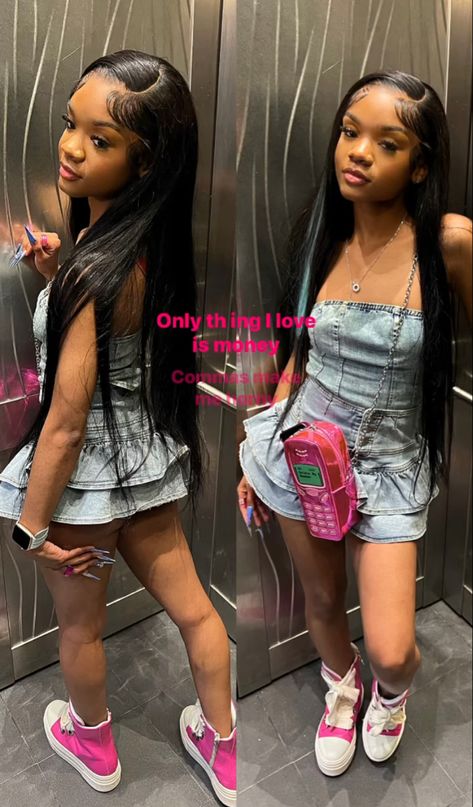 Jean Birthday Outfits Black Women, Spring Birthday Outfit Casual, Blue Jean Romper Outfit Black Women, 18th Birthday Outfit Ideas Summer, Fly Shein Outfits, Fly Girl Birthday Outfits, Outfit Ideas For Your Birthday, Sweet 16 Outfits Summer, Calipso Shoes Outfits Black Women