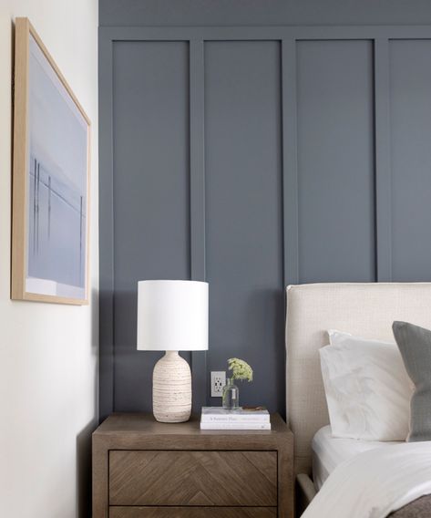 How to decorate with Sherwin-Williams' Storm Cloud | Sherwin Williams Storm Cloud, Cloud Bedroom, Statement Walls, Calming Spaces, Bedroom Images, The Home Edit, Favorite Paint Colors, Nursery Room Inspiration, House Color Schemes