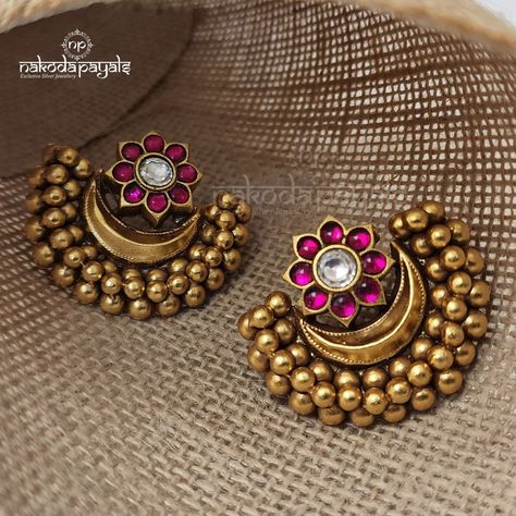 Silver Gold Plated Earrings – Page 7 – Nakoda Payals Nakoda Payals, Small Earrings Gold, Antique Gold Earrings, Mom Earrings, Gold Earrings Models, Antique Gold Jewelry Indian, Modern Gold Jewelry, Silver Jewellery Online, Antique Jewellery Designs