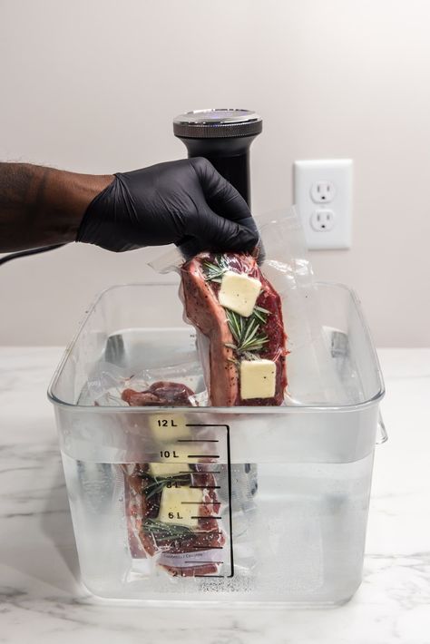 Infused with its own juices, this sous vide steak recipe is packed with moisture and flavor and couldn't be easier to master. Say goodbye to dry steak! Sous Vide Steak Recipe, Sous Vide Pork Chops, Strip Steak Recipe, Sous Vide Steak, Frozen Steak, Rare Steak, Sous Vide Recipes, Cube Steak, Lentil Salad