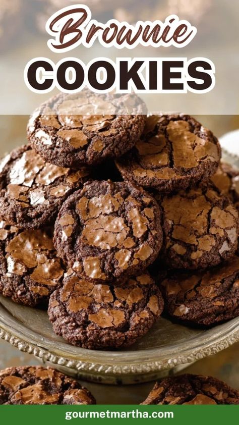 Brownie Cookies - Gourmet Martha Great American Cookie Recipe, American Cookies Recipe, Double Chocolate Chip Cookie Recipe, Hot Chocolate Brownies, Cookie Recipes Chewy, Double Chocolate Brownies, Chocolate Brownie Cookies, Cookie Brownie Recipe, Love Cookies