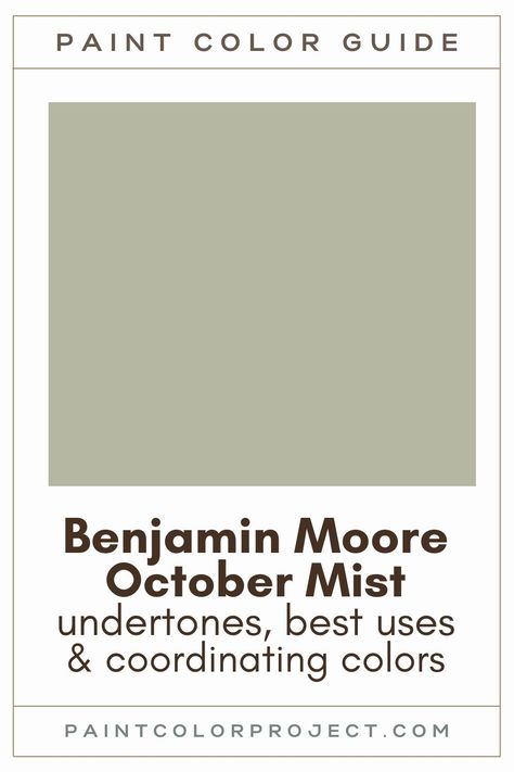 Benjamin Moore Green Exterior House Colors, October Mist Accent Wall, Bm October Mist Living Room, Bm October Mist Bedroom, Benjamin Moore October Mist Living Room, Benjamin Moore October Mist Exterior, October Mist Coordinating Colors, October Mist Benjamin Moore Bathroom, October Mist Exterior Paint