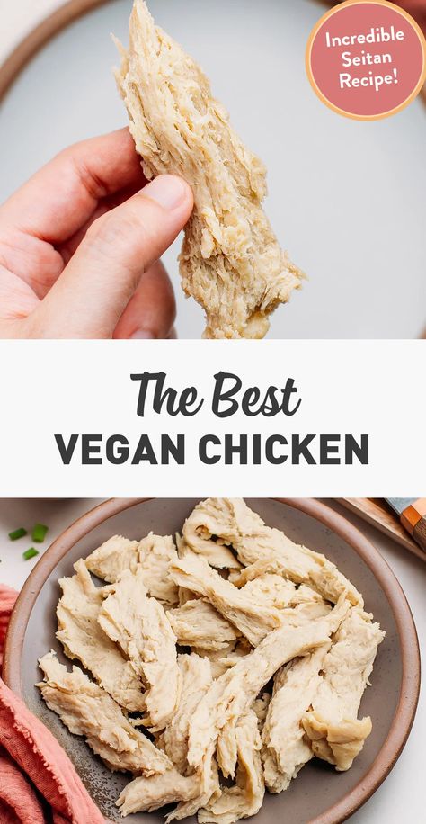 The Best Vegan Chicken - Full of Plants Vegan Chicken Seitan, Chicken Seitan Recipes, Best Seitan Recipes, Seitan Chicken Recipes, Vegan Seitan Recipes, Chickpea Seitan, Seitan Recipes Vegan, Seiten Recipes, Chicken Seitan