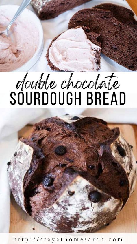 This chocolate sourdough bread is SO fun to make, and an unexpected twist on sourdough bread! Combining two of the best things – sourdough and chocolate – you really can’t go wrong. Dark Chocolate Sourdough Bread, Sourdough Artisan Bread Flavors, Double Chocolate Chip Sourdough Bread, Chocolate Peppermint Sourdough, Chocolate Chocolate Chip Sourdough Bread, Chocolate Cherry Sourdough Bread, Inclusion Sourdough Bread, Double Chocolate Sourdough Bread, Sourdough Chocolate Bread