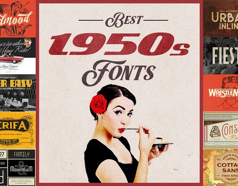 Best 1950s Fonts Collection on Behance 50s Font Retro, 1950s Fonts Typography, 50s Script Font, Anni 50 Aesthetic, 1950 Typography, 1950s Poster Design, 1950s Branding, 1950s Lettering, 1950s Graphic Design