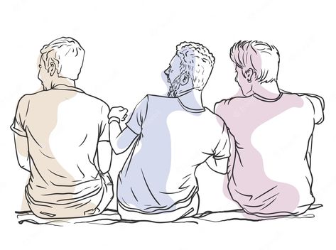 Premium Vector | Line drawing of three friends laughing hanging out together outside sitting backward on the ground Friends Laughing Drawing, Friends Hanging Out Drawing, Two Friends Laughing, Laughing Drawing, Wrinkled Paper Background, People Drawings, Friends Sketch, Friends Hanging Out, Minimal Drawings