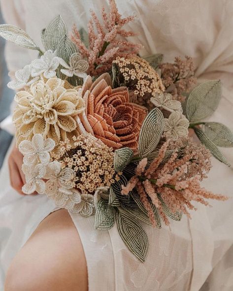 Bonsai tree 🌸 Beaded flower (@jewelrynadiia8888) • Instagram photos and videos Beaded Flower Necklace For Wedding, Flower Alternatives Wedding, Crystalized Flowers, Bead Bouquet Diy, Beaded Bouquet Wedding, Jewellery Bouquet, Beads Flower Bouquet, Beaded Bouquet Wrap, Bead Bouquet