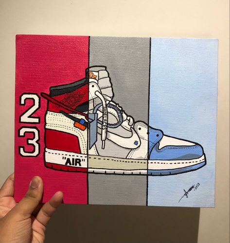 Jordan 4 Painting, Air Jordan Painting, Sneaker Painting Ideas, Sneakers Painting Ideas, Nike Painting, Canvas Painting Patterns, Jordan Painting, Painting Ideas Canvas, Toys Template