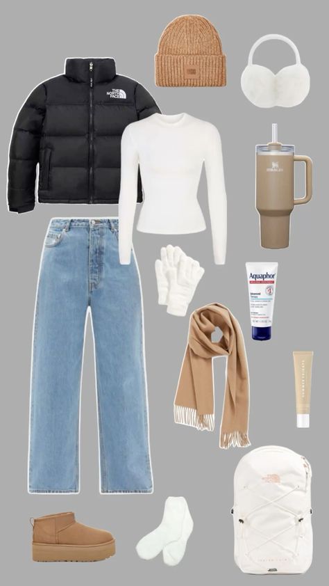 Cold Winter Casual Outfits, Cute Cold Day Outfit Casual, Aesthetic Cold Winter Outfits, Outfit For Trip Winter, Winter Girl Outfits Aesthetic, Winter Outfits Cold For School, Outfit Ideas For School In Winter, Nyc Winter Clothes, Winter Fits London