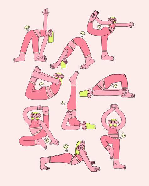 Kids Graphic Design, Start Yoga, Yoga Illustration, Yoga Prints, Yoga Logo, Yoga Poster, Quirky Illustration, Yoga Design, Simple Illustration