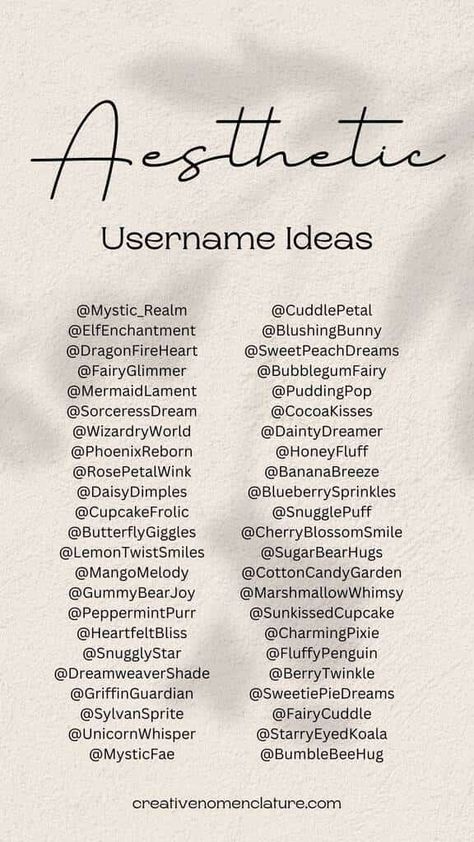 675+ Aesthetic Usernames Ideas - Creative Nomenclature Journal Username Ideas, Cute Id Names For Instagram, New Names For Insta Id, Instagram User Id Name Ideas, Names To Use On Instagram, Best Insta Id Names, Insta Aesthetic Names Ideas, Cool Insta Id Names, Unique Username For Insta