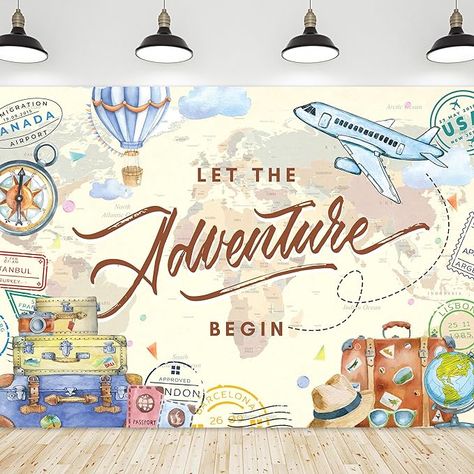 Hot Air Balloon Photography, Air Balloon Photography, Travel Party Decorations, Retirement Party Banner, Balloon Photography, Background Graduation, Hot Air Balloons Photography, Adventure Awaits Baby Shower, Travel Baby Shower Theme