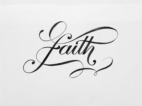 Faith by Abi | #typography #lettering #logo #logotype #branding #calligraphy #writing Faith Script Tattoo, Faith Fonts Tattoo, Faith Word Tattoo, Faith In Cursive, Tattoo Learning, Faith Tattoo Designs, Drawing Typography, Tattoo Text, Wörter Tattoos