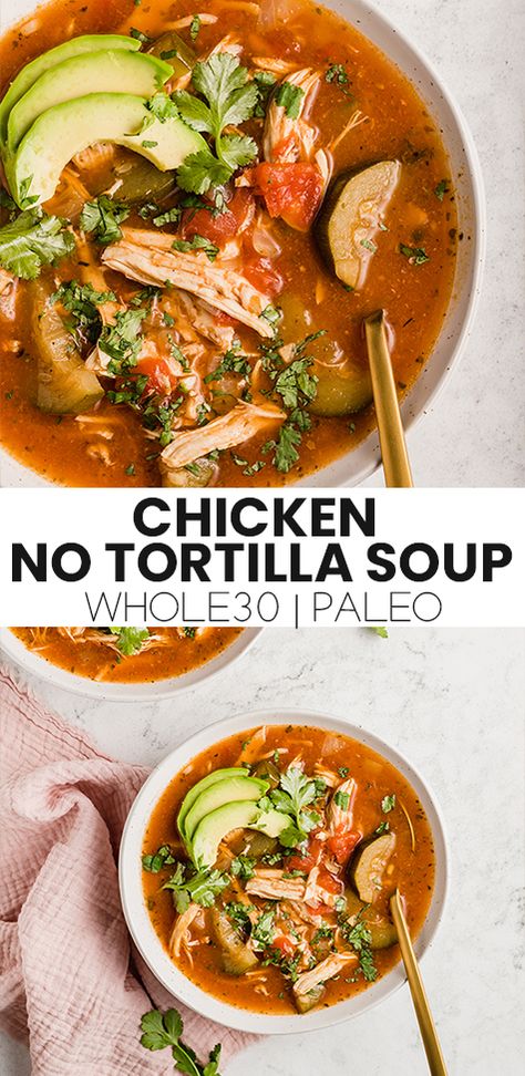 Whole 30 Soup, Chicken Chipotle, Chicken Tortilla Soup Crock Pot, Soup Paleo, Chicken Tortilla Soup Recipe, Whole30 Chicken, Paleo Soup, Chipotle Peppers, Whole30 Keto