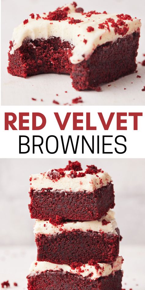 Dessert For Valentines Day, The Lazy Dish, Brownies With Cream Cheese Frosting, Brownies With Cream Cheese, Lazy Dish, Velvet Brownies, Red Velvet Brownies, Brownies Recipe Homemade, Easy Baking Recipes Desserts