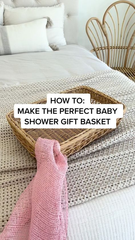 HOW TO: Make the perfect baby shower gift basket! 💗 #howto #babyshowergift #babyshower #newbornessentials #newbornadvice… | Instagram Babyshower Basket Girl, New Baby Gift Basket Walmart, Baby Shower Girl Baskets Gift Ideas, Baby Clothes Basket Gift, Gift Basket Baby Shower Boy, Baby Book Baskets Shower Gifts, New Baby Hamper, Girl Baby Shower Basket Ideas, Baby Essentials Gift Basket