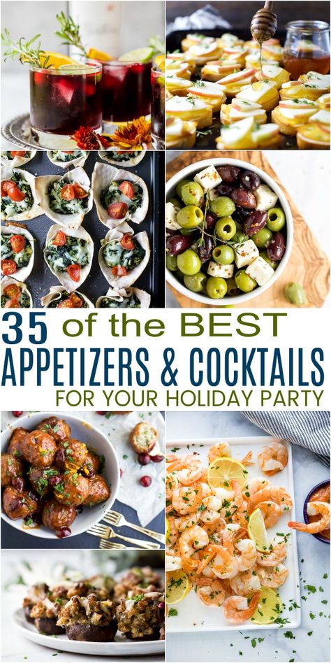 35 of the Best Holiday Appetizers and Cocktails to serve at your next party! Bring one of these creative appetizers or cocktails and I guarantee you'll be the star of the party - everything is easy to make, can be prepped ahead of time and absolutely delicious! #appetizerrecipes #holidayrecipes #cocktails Creative Appetizers, The Best Appetizers, Easy Delicious Appetizers, Best Holiday Appetizers, Dinner Party Appetizers, Holiday Party Appetizers, New Years Appetizers, New Year's Eve Appetizers, Cocktail Party Food