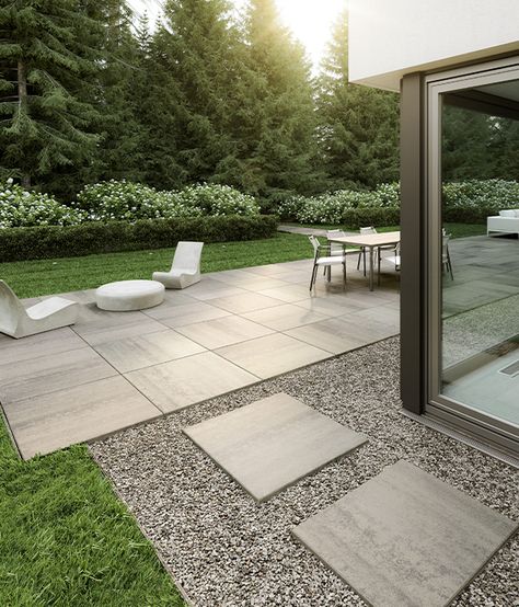 Modern | Techo-Bloc Landscape Stepping Stones, Rustic Outdoor Spaces, Barbacoa Jardin, Pavers Backyard, Patio Pavers Design, Walkway Design, Outdoor Walkway, Patio Slabs, Stone Walkway