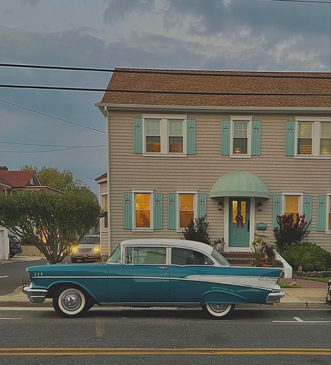 Retro Car Aesthetic, Johnson Aesthetic, Jeremy Johnson, Teal Car, Turquoise Car, Cream Car, 60s Aesthetic, 1950s Car, 60s Cars