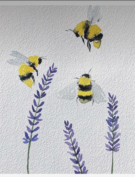 Water Paint Beginner, Water Colour Art Simple, Cute Bee Painting Simple, Watercolor Art Ideas Simple, Simple Easy Watercolor Paintings, Easy Paintings Animals, Watercolour Ideas Easy, Easy Flower Watercolor Paintings, Simple Watercolor Paintings Ideas Easy