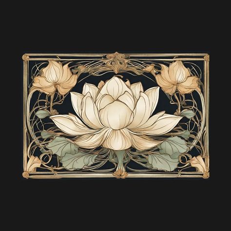 Check out this awesome 'Art+nouveau+style+lotus' design on @TeePublic! Art Nouveau Computer Wallpaper, Noveau Art Illustration, Mucha Art Nouveau Illustrations, Neuvou Art, Art Nouveau Interior Living Room, Vintage Art Nouveau Illustration, Art Nouveau Line Art, Rose Art Nouveau, Art Nouveau Elements