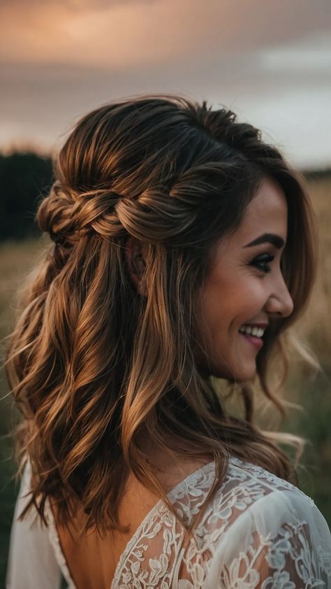 Ultimate Bridesmaid Hair Inspirations: From Updos to Braids - Inspire Inlet Doll Hairstyle, To Braids, Bridesmaid Hair Inspo, Braid Videos, Half Updo Hairstyles, Wedding Hair Half, Wedding Hairstyles Bridesmaid, Simple Bridesmaid Hair, Bridesmaid Hairstyles Half Up Half Down