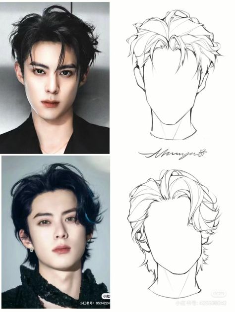 No Shampoo, Long Hair Men, Drawing Hair Tutorial, 얼굴 드로잉, Hair Sketch, Guy Drawing, Anime Drawings Tutorials, Young Men, Book Art Drawings