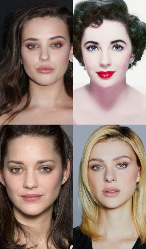 Katherine Langford, Elizabeth Taylor, Marion Cotillard, and Nicola Peltz Ethereal Aesthetic Outfits, Deep Autumn Makeup, Marion Cotillard Style, Ethereal Classic, True Winter Makeup, Dreamy Makeup, Soft Classic Kibbe, Kibbe Romantic, Katherine Langford